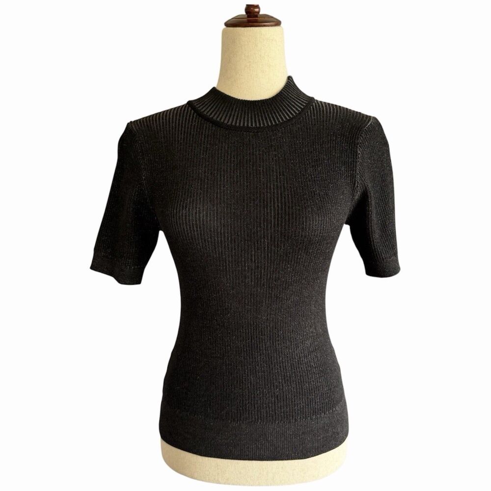 John + Jenn Mock Neck Sweater Size S Minimalist Capsule Essential Office Career